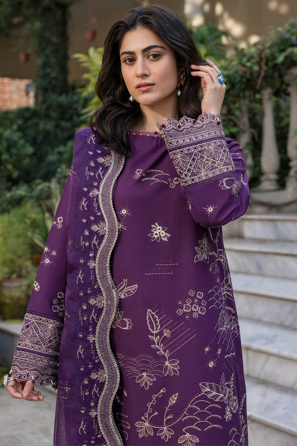 Farasha | Summer Weaves Embroidered Lawn | Raven Plum L Plum Lawn