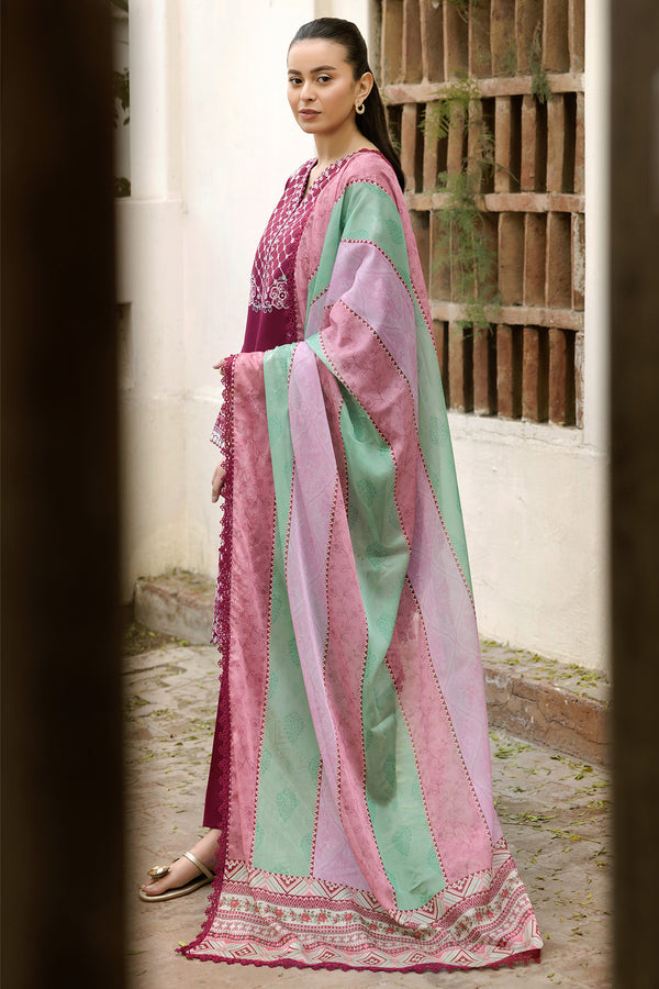 Farasha | Summer Weaves Embroidered Lawn | Satin Ruby L Berry Lawn