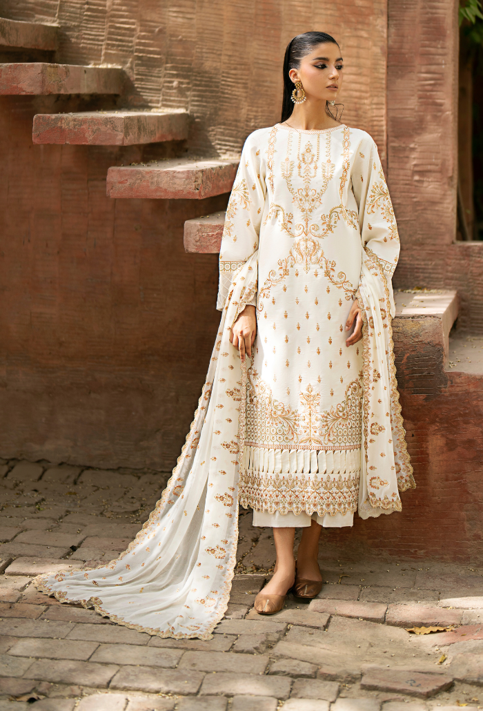 Humdum | Selin Lawn 25 | Selin - D02 L Ivory Lawn