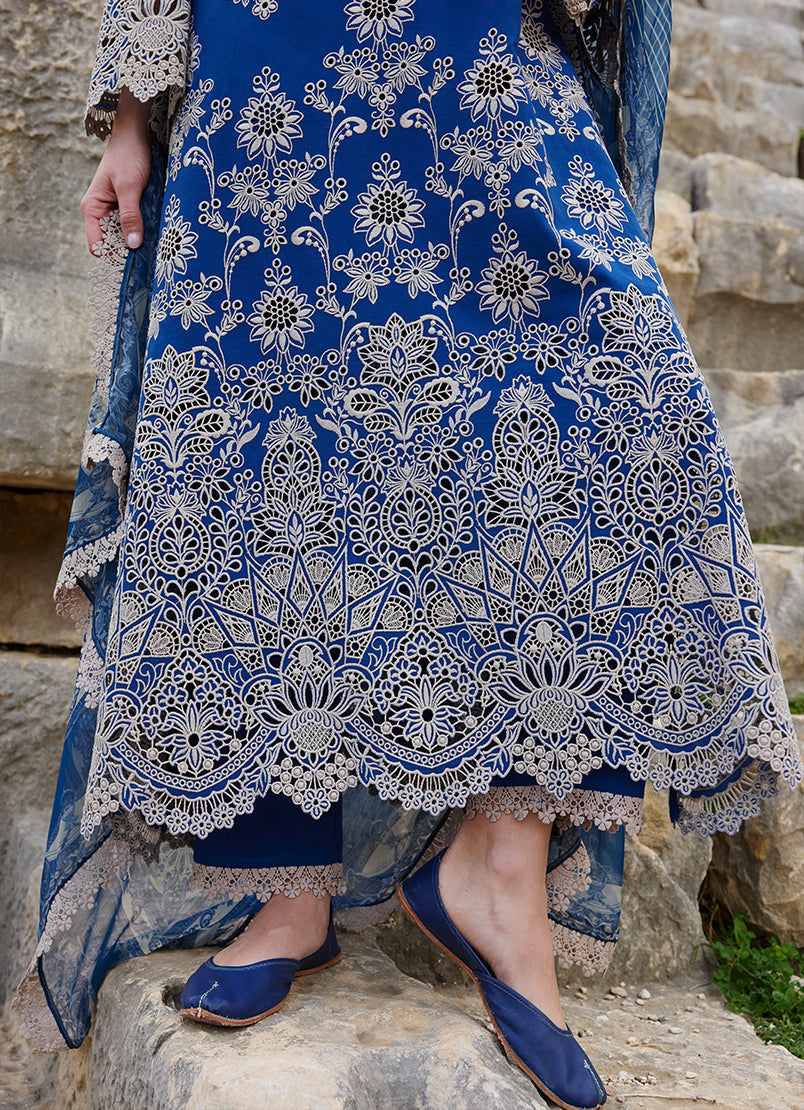 Image | Lawnkari 25 | Qarba S Blue Cotton Lawn