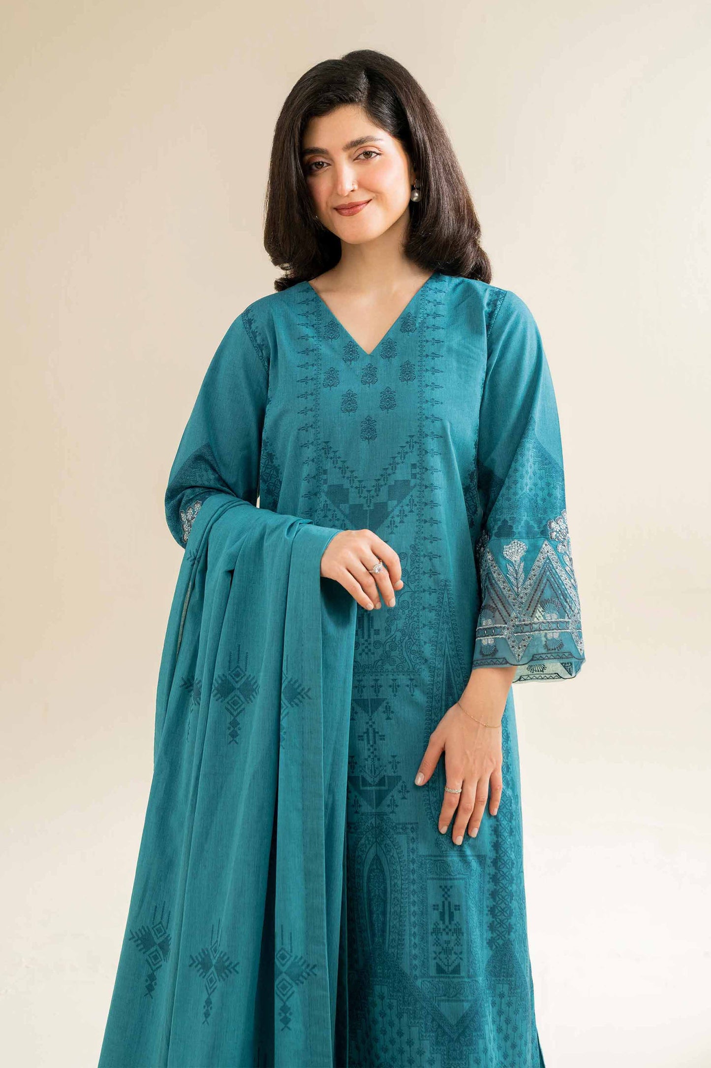 Nishat | Cross Season Edit | 42501044 L Teal Jacquard