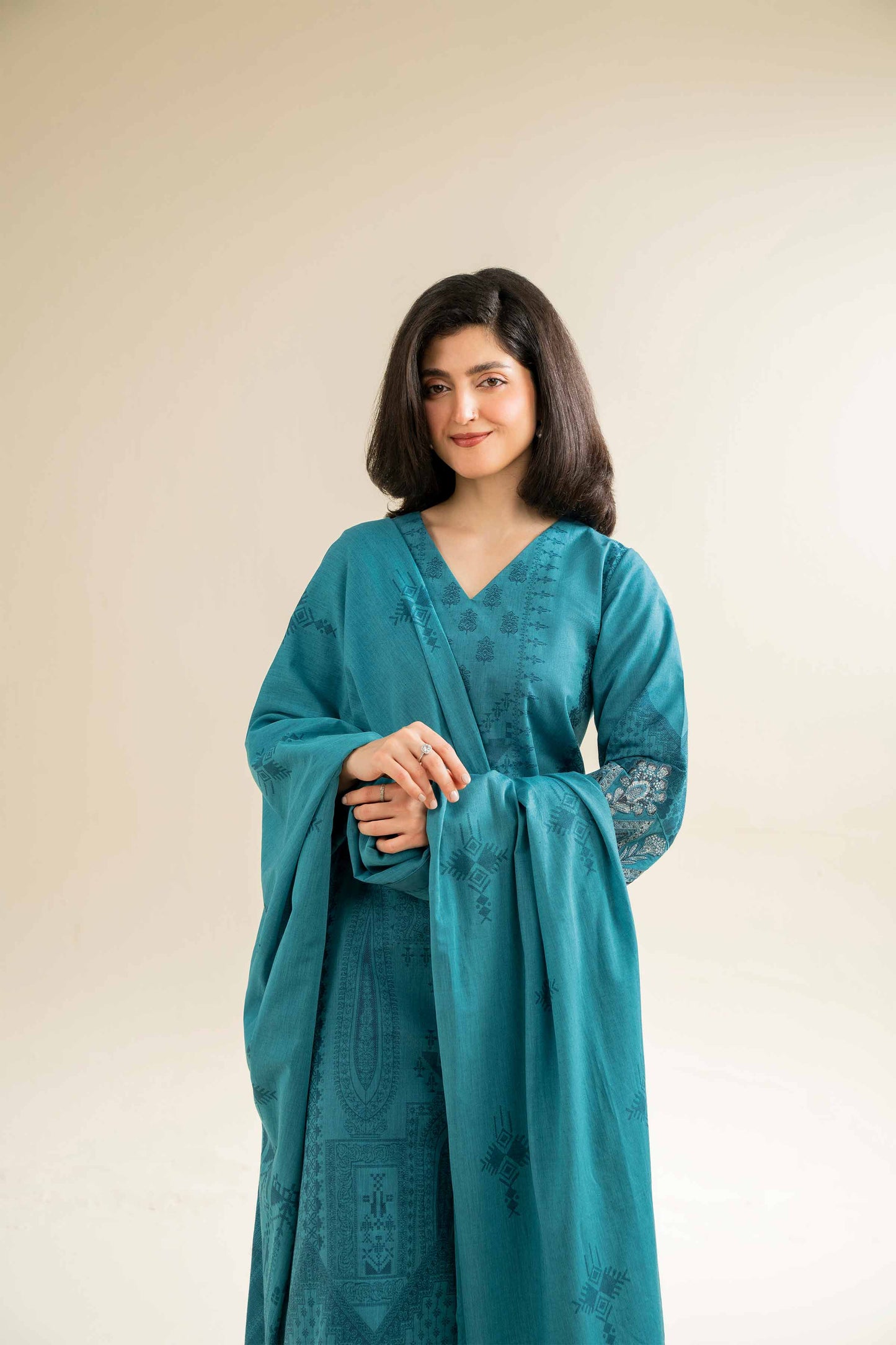 Nishat | Cross Season Edit | 42501044 XL Teal Jacquard