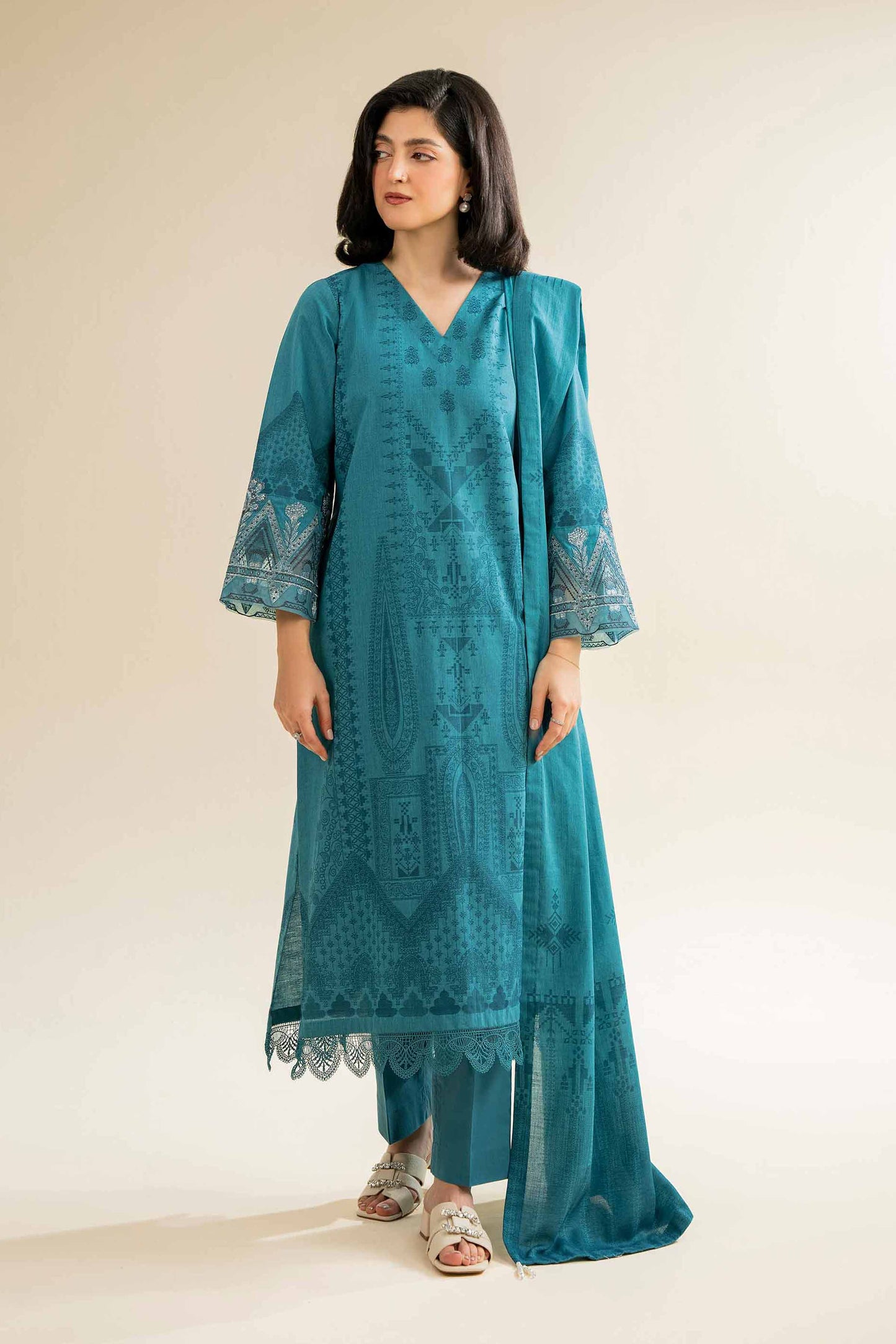 Nishat | Cross Season Edit | 42501044 XS Teal Jacquard