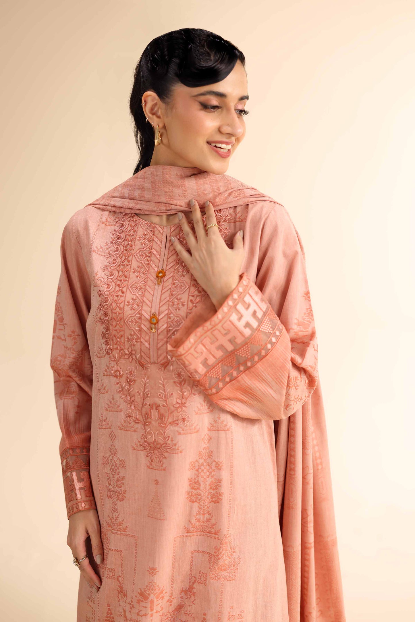 Nishat | Cross Season Edit | 42501049 M Peach Pink Jacquard