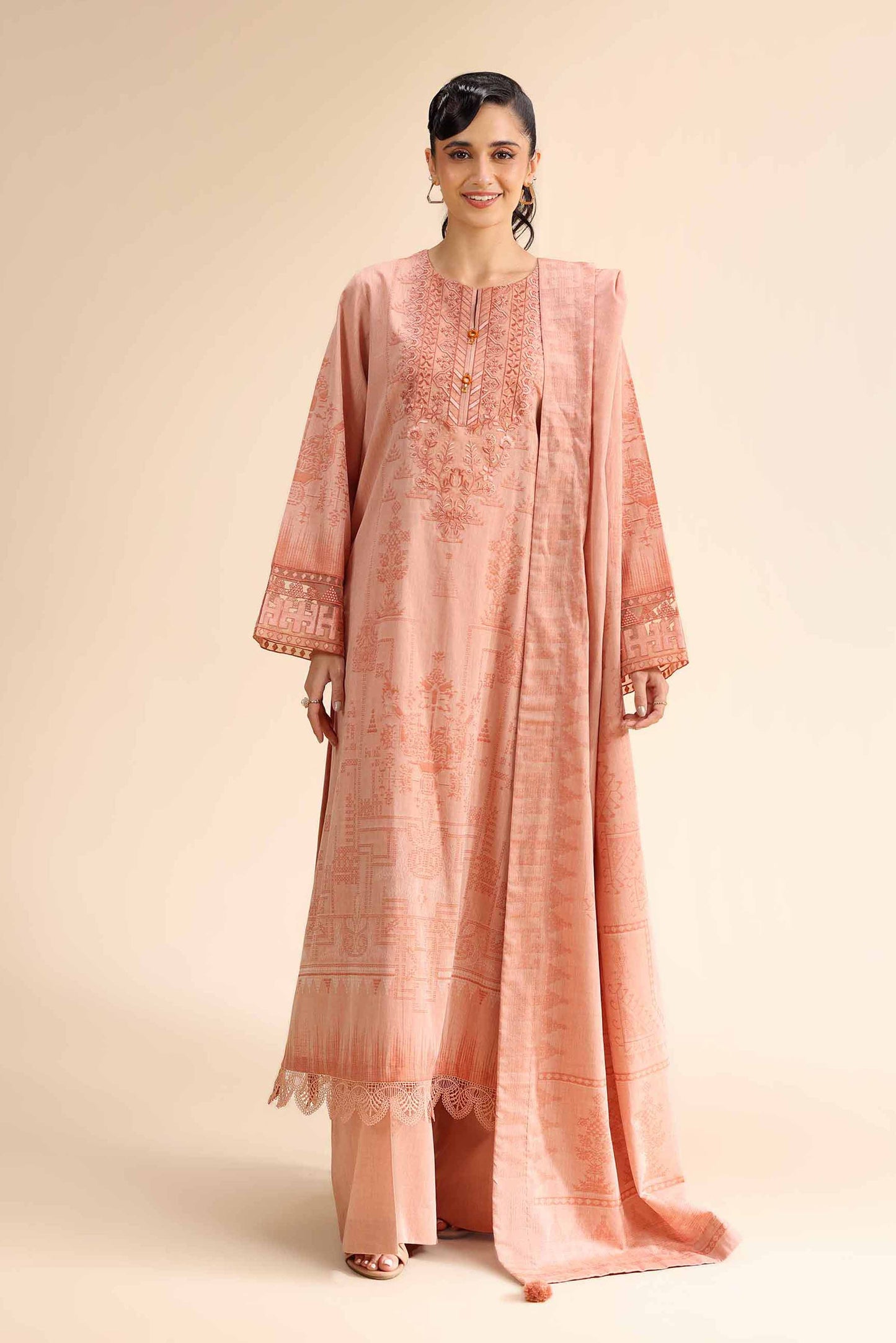 Nishat | Cross Season Edit | 42501049 XS Peach Pink Jacquard
