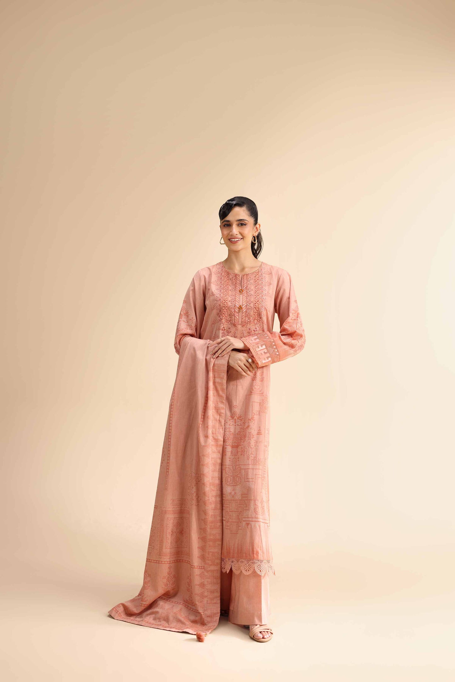 Nishat | Cross Season Edit | 42501049 XL Peach Pink Jacquard