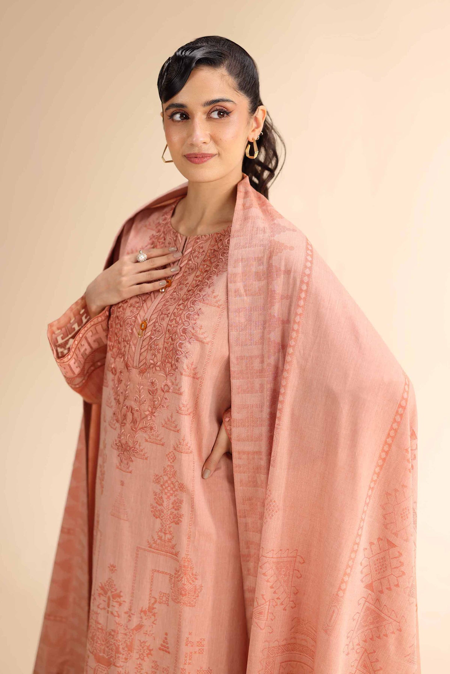 Nishat | Cross Season Edit | 42501049 L Peach Pink Jacquard