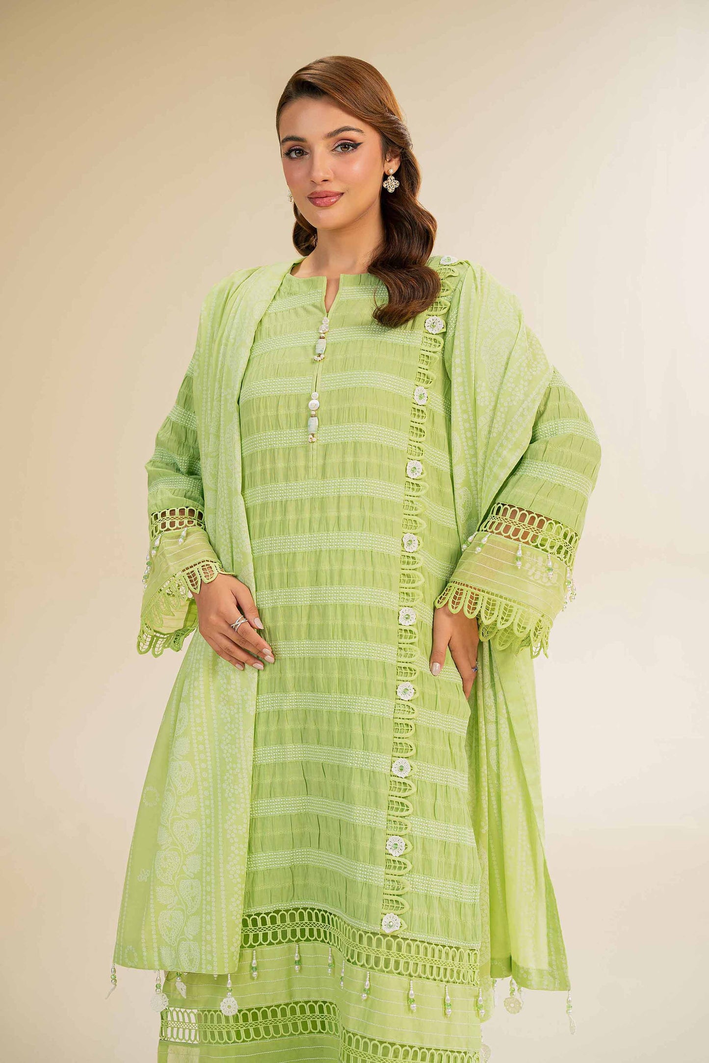 Nishat | Cross Season Edit | 42501109 M Parrot Green Jacquard