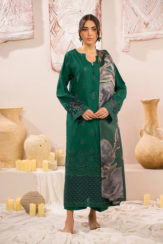 Iznik | Lawnkari 24 | UE-159 PLUSH GREEN - Pakistani Designer Dress - by Iznik | Type: Formal - 100% Original at Saira Sultan