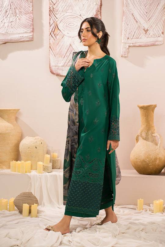 Iznik | Lawnkari 24 | UE-159 PLUSH GREEN - Pakistani Designer Dress - by Iznik | Type: Formal - 100% Original at Saira Sultan