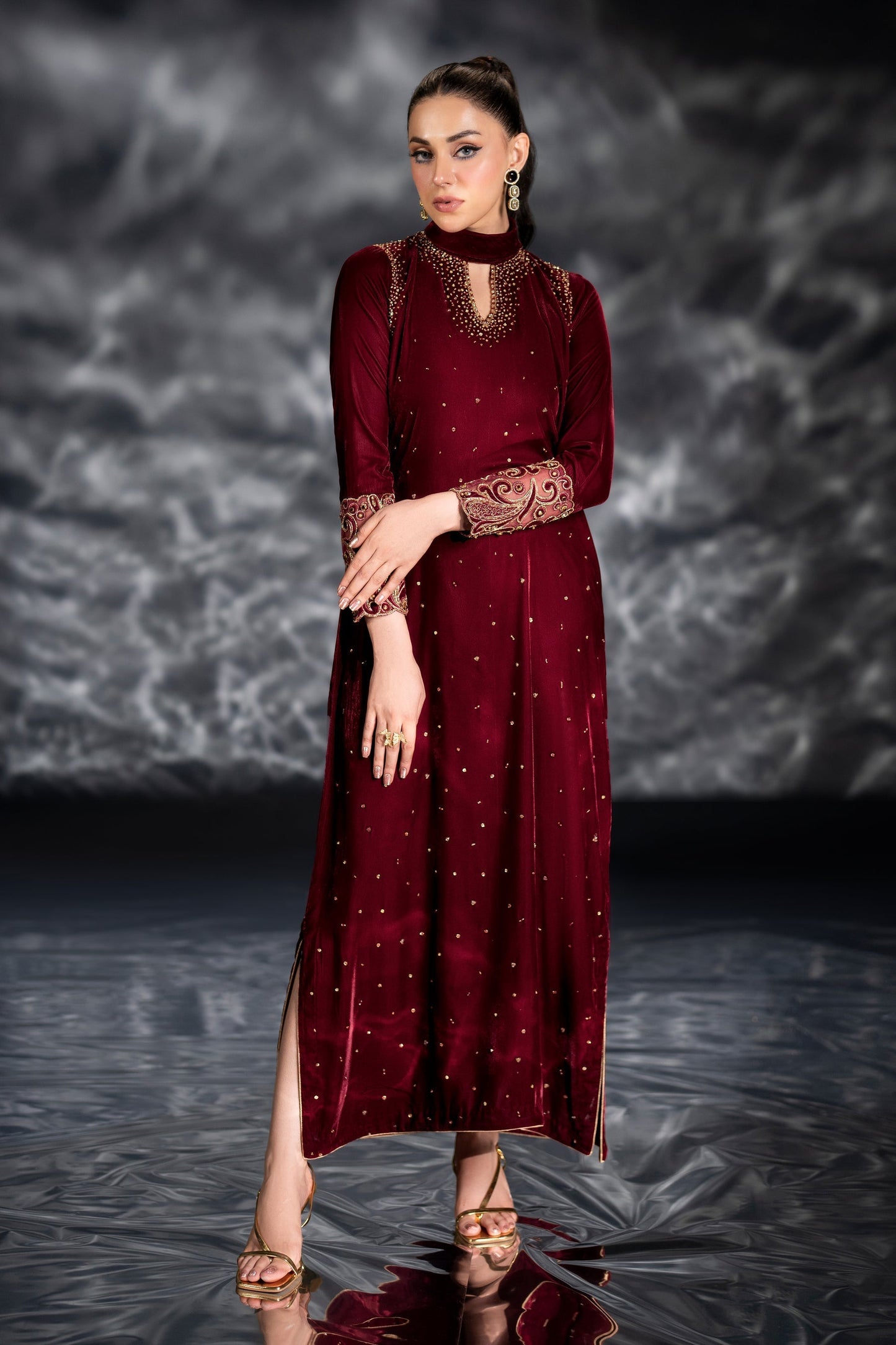 Naqshi | Makhmal 24 | WENDY S Maroon Velvet