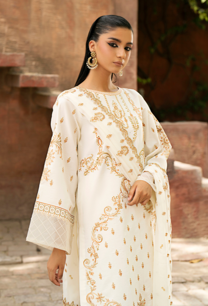 Humdum | Selin Lawn 25 | Selin - D02 M Ivory Lawn