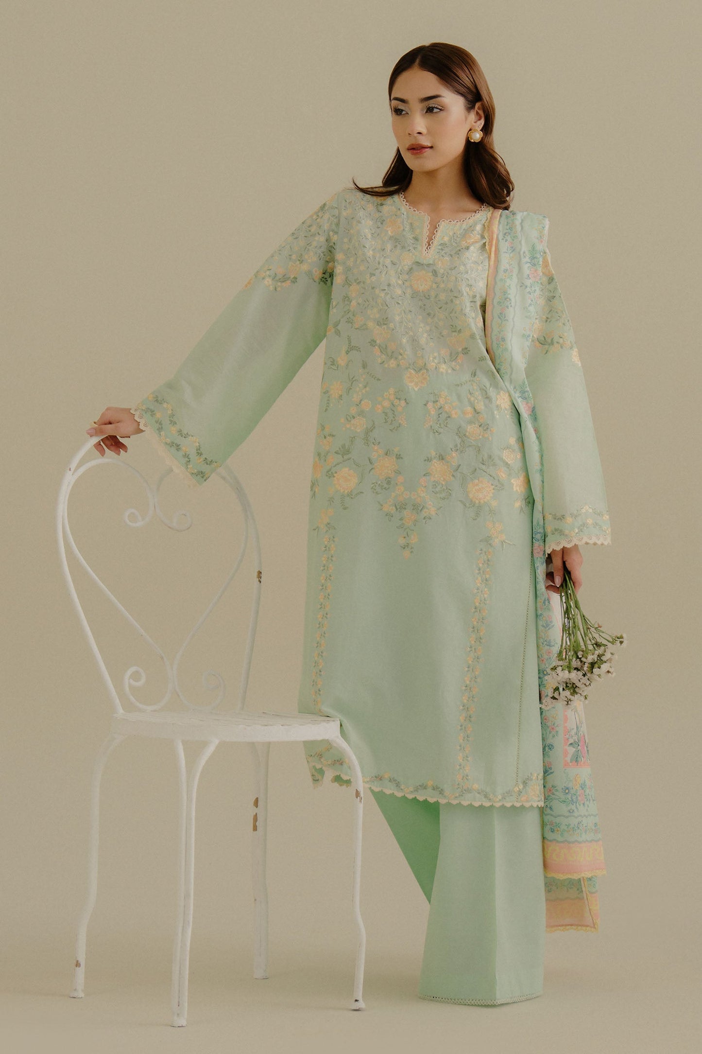 Zara Shahjahan | Coco Lawn 25 | Velin-7A XS Pastel Mint Lawn