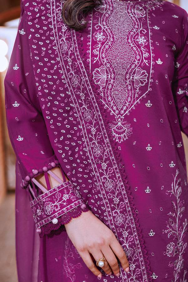 Farasha | Dastoor Embroidered Lawn SS24 | TEMPTING BERY - Pakistani Designer Dress - by Farasha | Type: Luxury - 100% Original at Saira Sultan