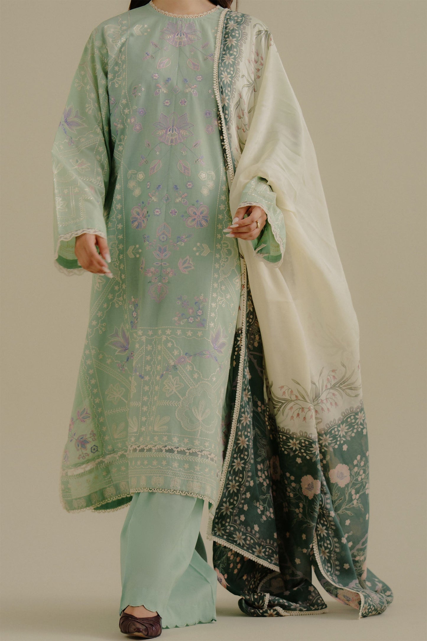 Zara Shahjahan | Coco Lawn 25 | Nyssa-10A M Pastel Mint Lawn