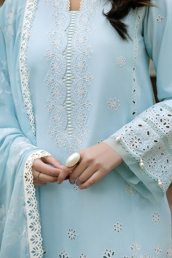 Farasha | Summer Weaves Embroidered Lawn | Sky Haze M Sky Blue Lawn