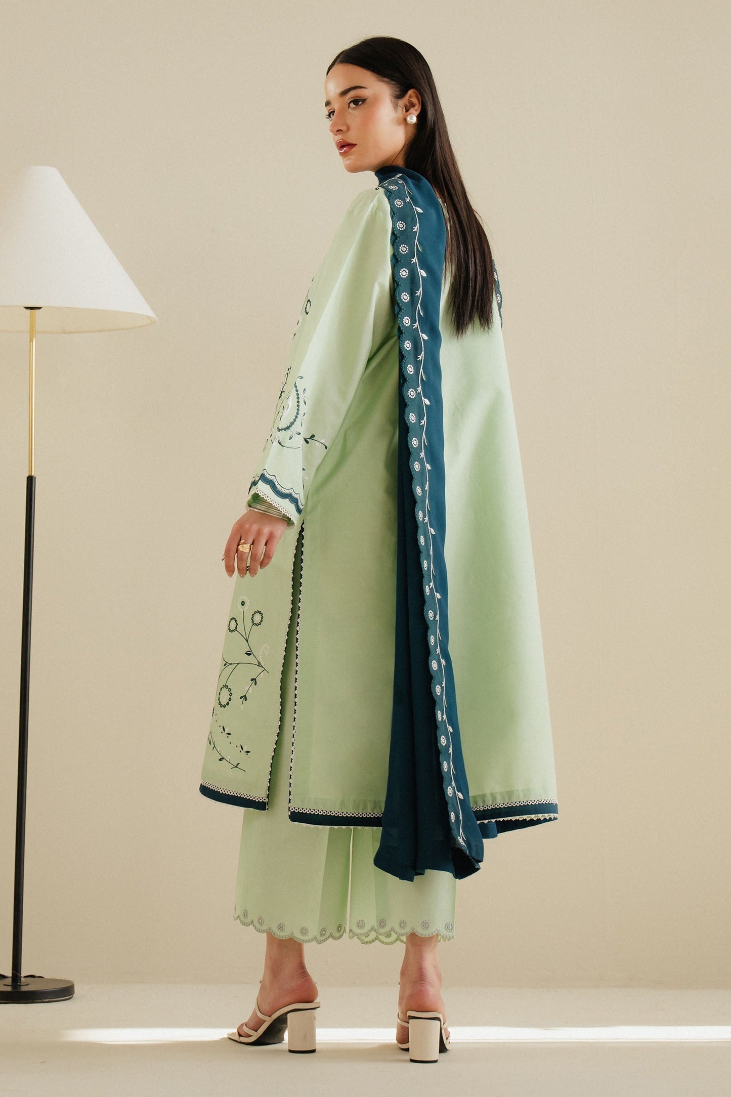 Zara Shahjahan | Eid Pret 25 | CR25P0212 S Pastel Mint Cambric