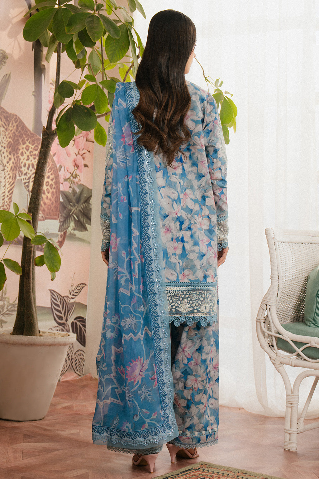 Ayzel | Armelia Printed Lawn 25 | Scilla S Aqua Lawn