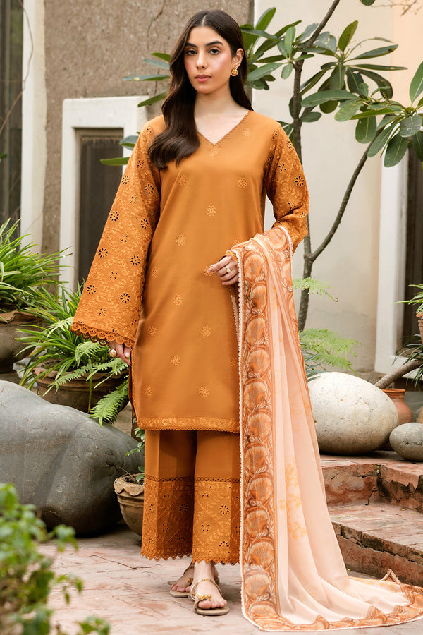 Farasha | Summer Weaves Embroidered Lawn | Golden Dusk L Gold Lawn