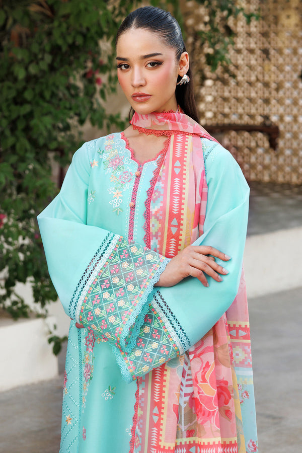 Farasha | Summer Weaves Embroidered Lawn | Ocean Veil M Turquoise Lawn