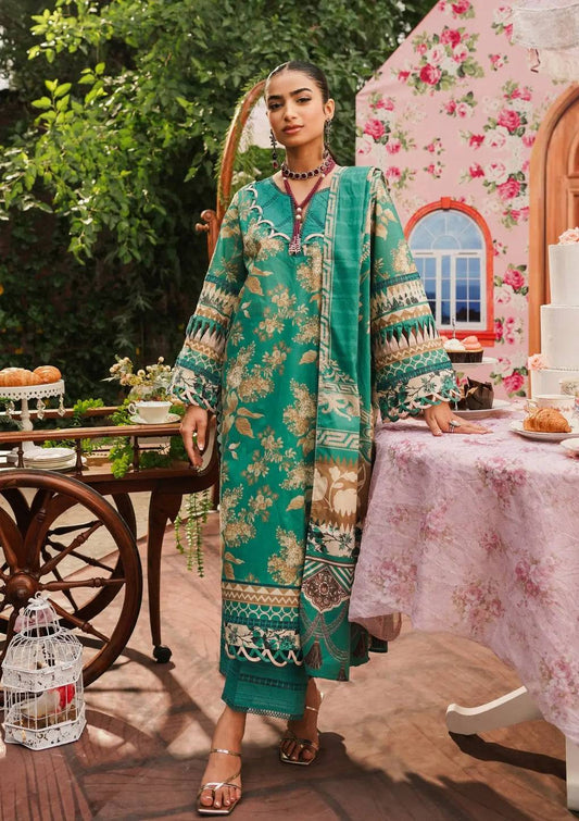 Elaf Premium | Printed Collection 24 | EEP-04B - Chic Teal - Pakistani Designer Dress - by Elaf Premium | Type: Casuals - 100% Original at Saira Sultan