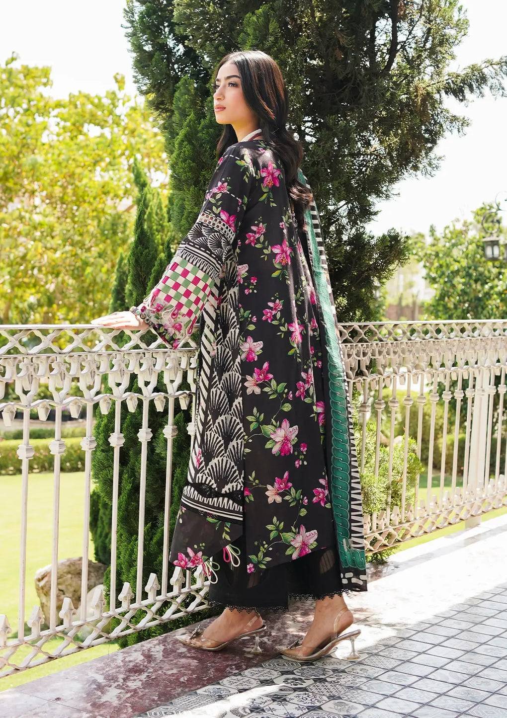 Elaf Premium | Printed Collection 24 | EEP-02A - Dark Floral - Pakistani Designer Dress - by Elaf Premium | Type: Casuals - 100% Original at Saira Sultan
