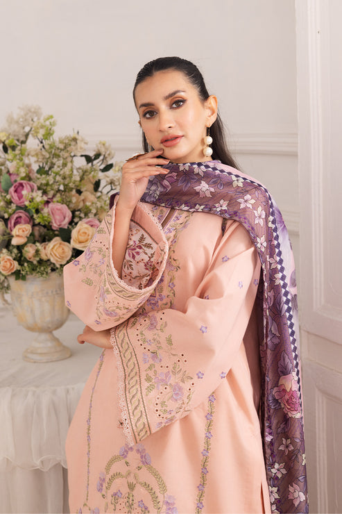 Maryum N Maria | Mira Luxury Lawn | AFSOUN - FS50096 L Peach Pink Lawn
