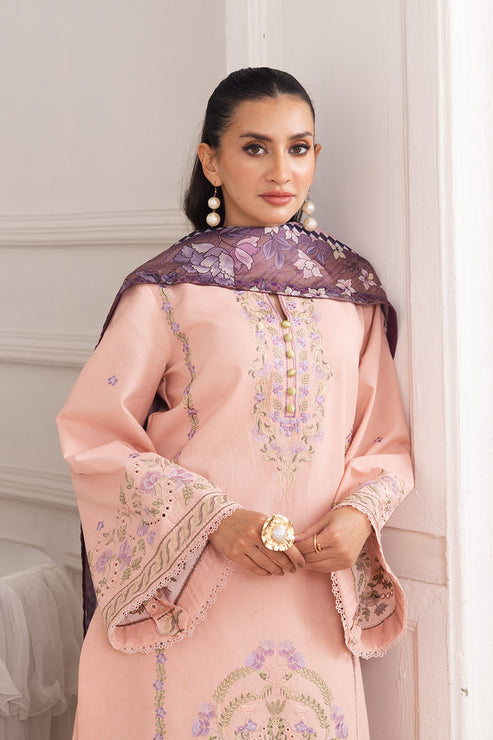 Maryum N Maria | Mira Luxury Lawn | AFSOUN - FS50096 M Peach Pink Lawn