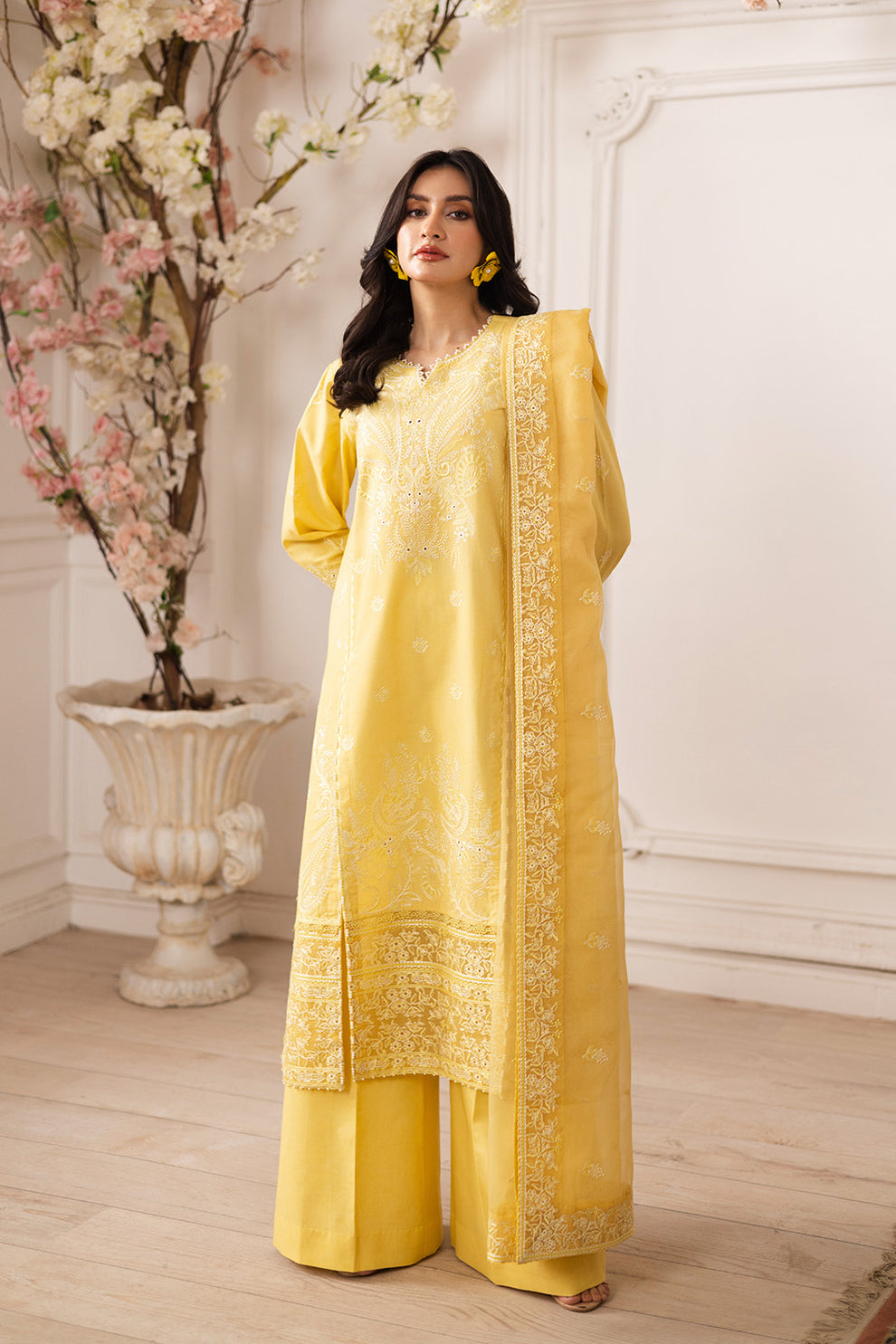 Maryum N Maria | Mira Luxury Lawn | MINA - FS50111 L Yellow Lawn