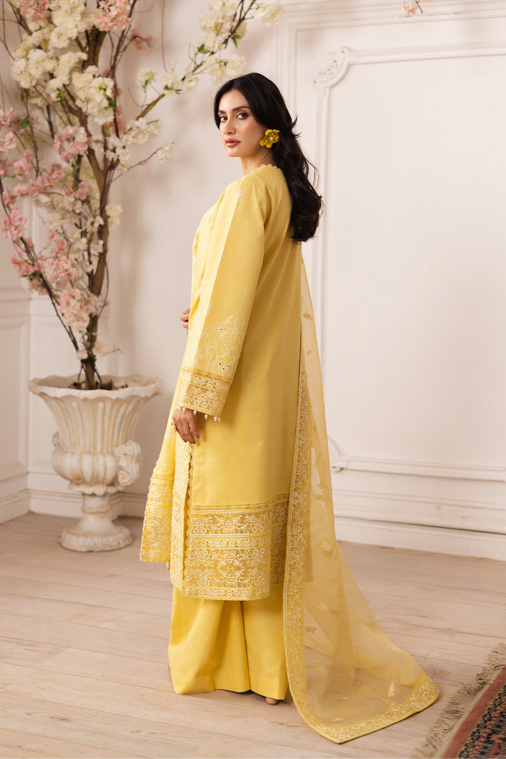 Maryum N Maria | Mira Luxury Lawn | MINA - FS50111 S Yellow Lawn
