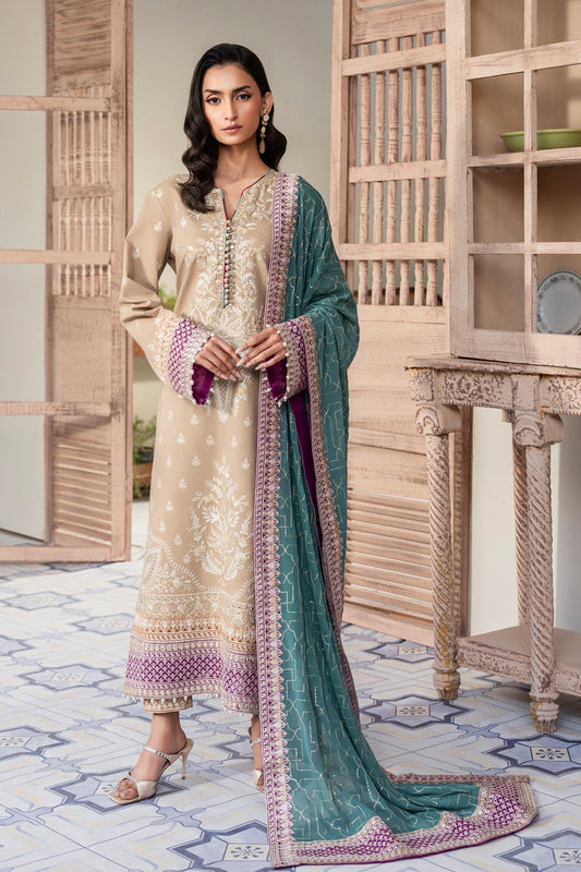 Maryum N Maria | Luxury Lawn 25 | ASHA - MS50113 XS Beige Lawn