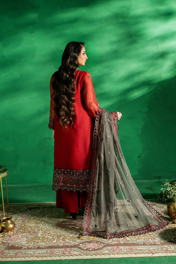 Zebtan | Farmaish Formals | FC-01 S Redish Pink Chiffon