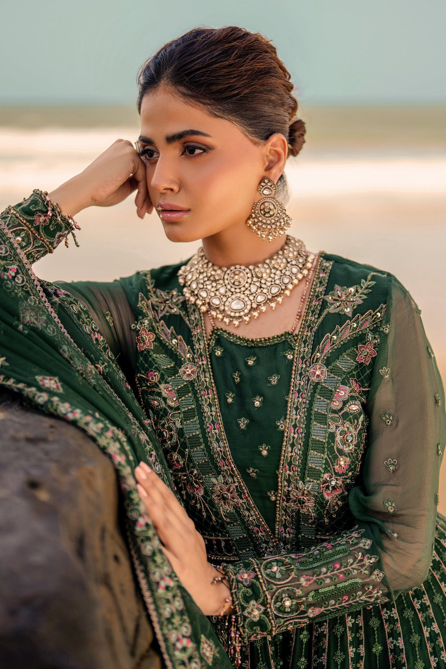 Naqshi | Sahil Kinaray | VERONICA S Emerald Green Crinkle