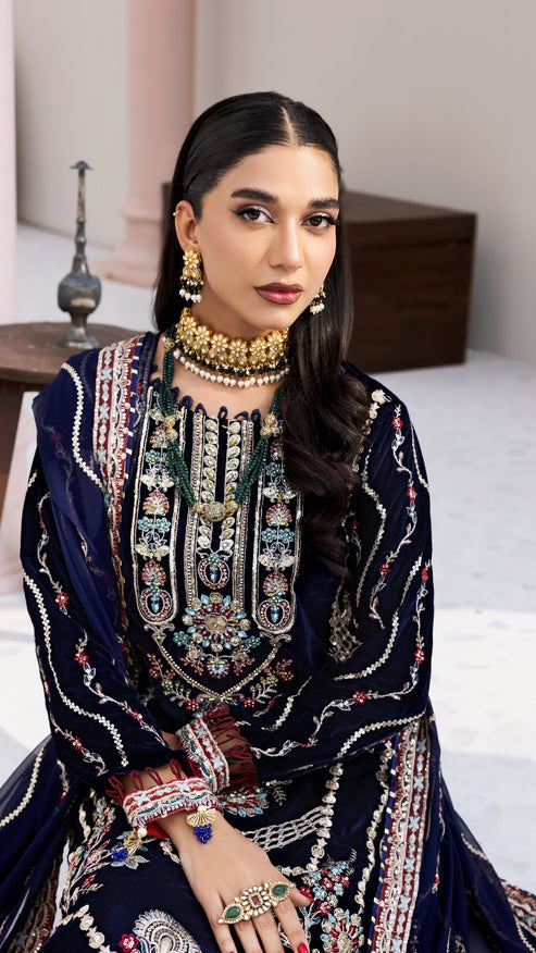 Zebtan | Andaz e Makhmal | ZAM-11 M Deep Blue Velvet