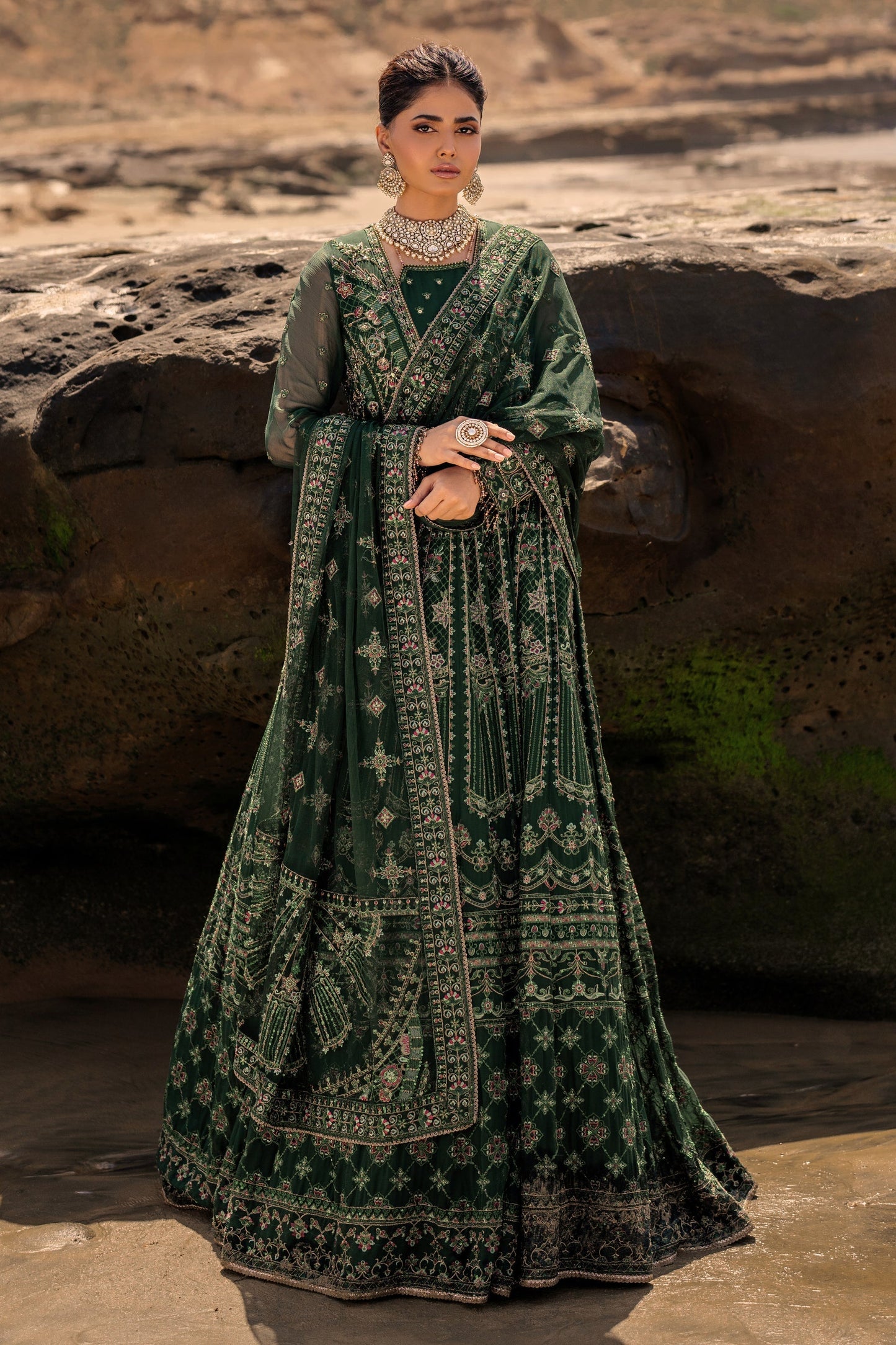 Naqshi | Sahil Kinaray | VERONICA XS Emerald Green Crinkle