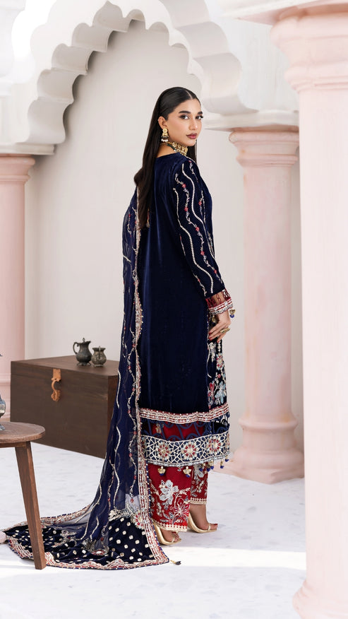 Zebtan | Andaz e Makhmal | ZAM-11 S Deep Blue Velvet