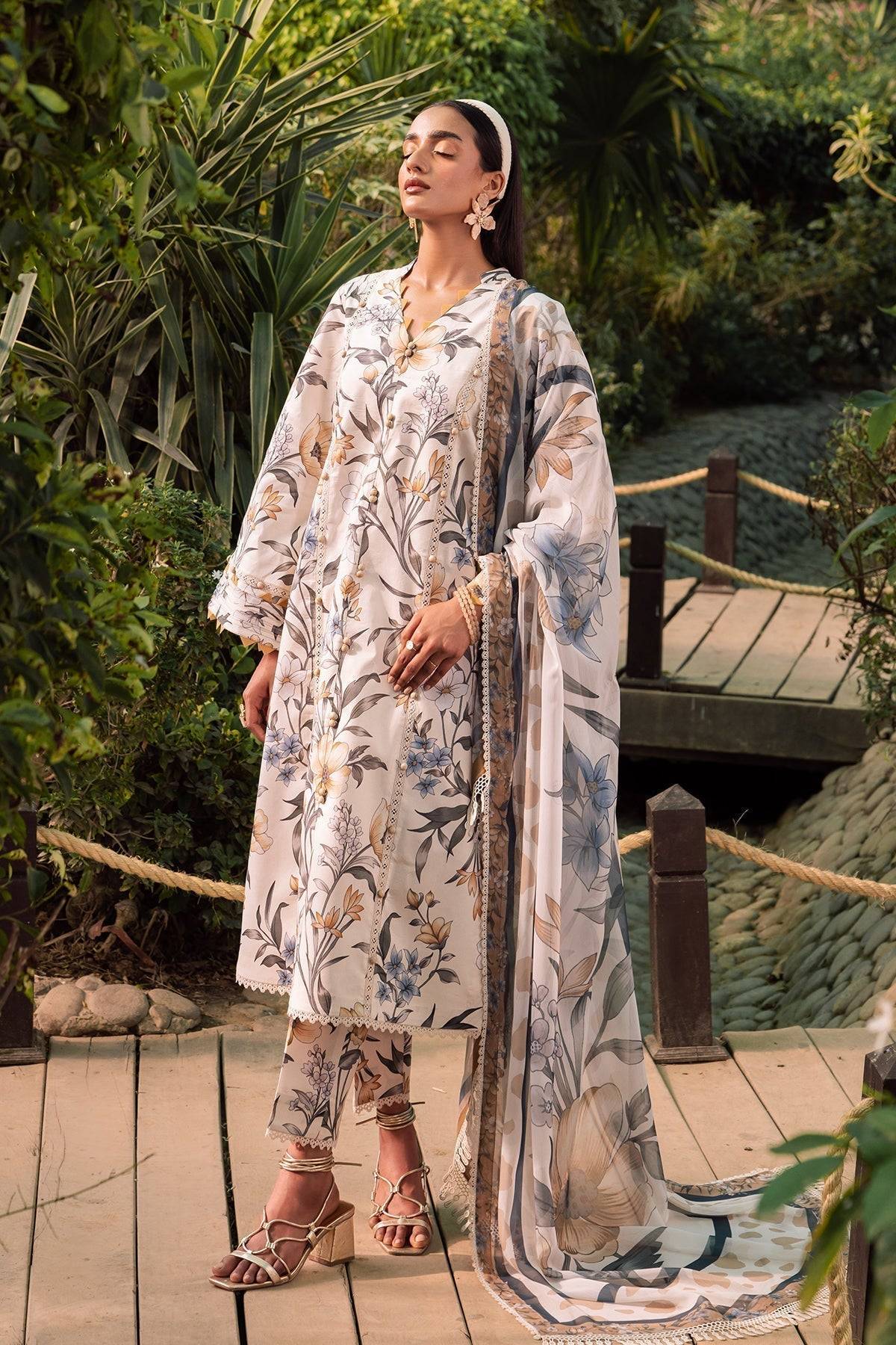 Alizeh | Sheen Lawn Prints 24 | GARDENIA - Pakistani Designer Dress - by Alizeh | Type: Casuals - 100% Original at Saira Sultan