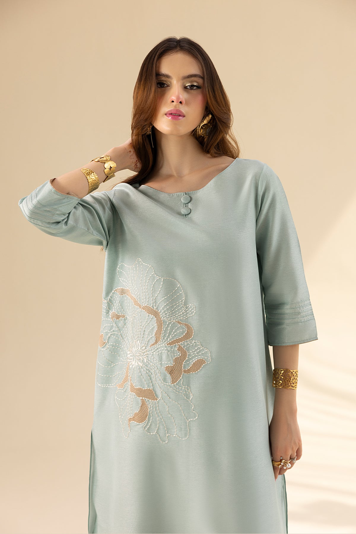 Erum Khan | Lillia Summer Edit | Aqua Breeze XL Ice Blue Tassle Silk