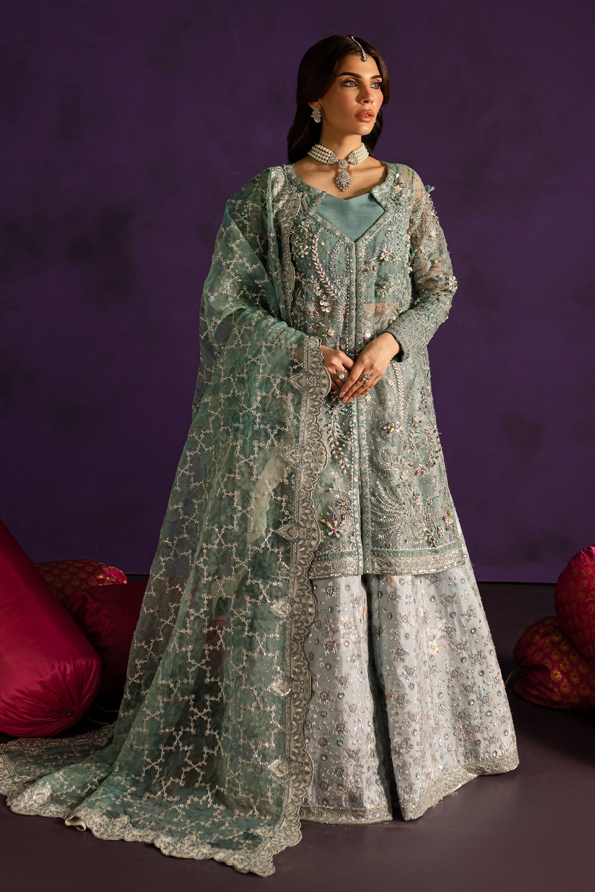 Nureh | Wedding Formals 24 | FP-146 M Ice Blue Organza