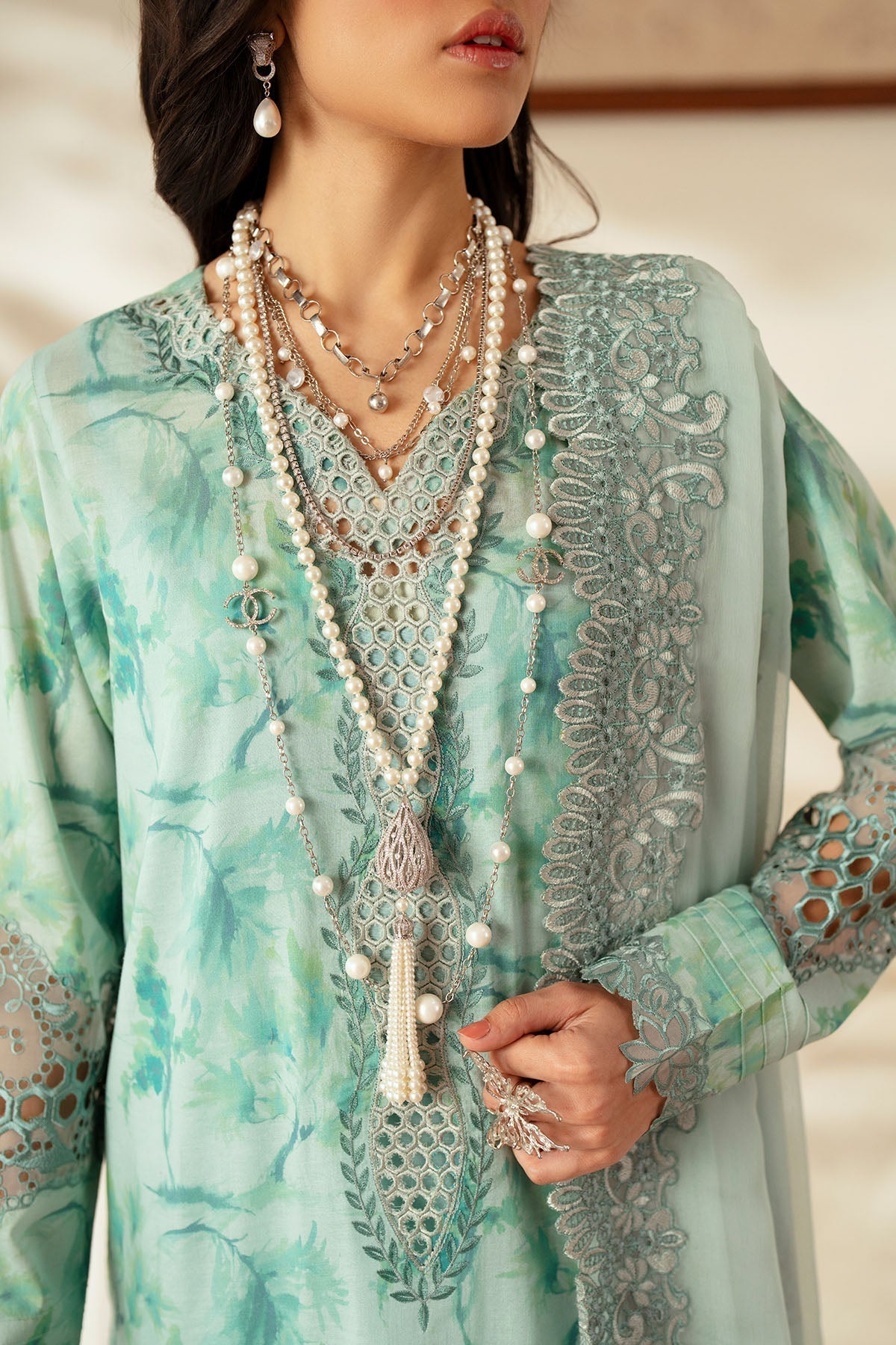 Nureh | Feya Eid Lawn | FE-03 XL Ice Blue Lawn