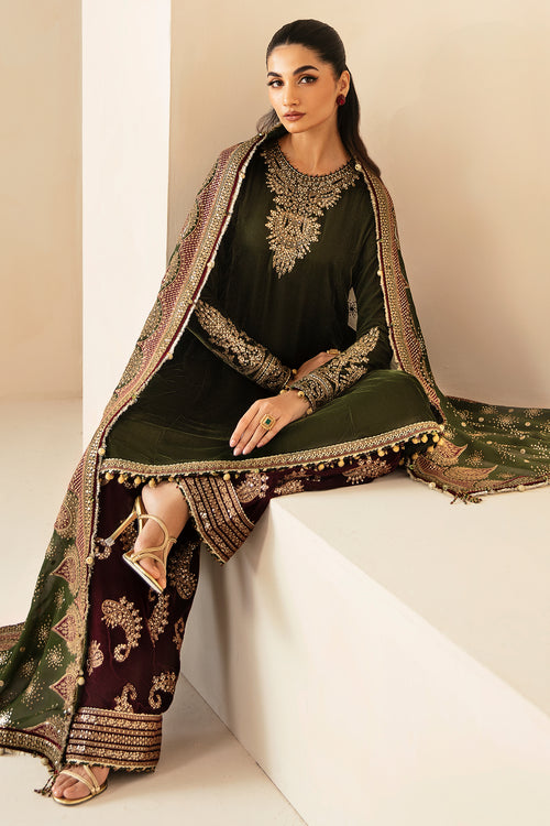Jazmin | Velvet Edit 24 | VF-2029 L Dark Mehndi Velvet