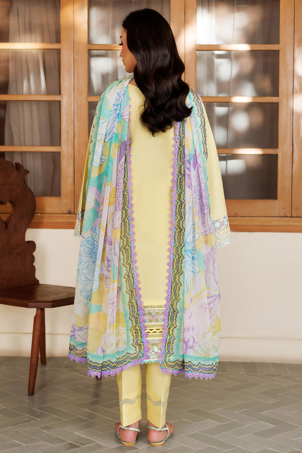 Farasha | Summer Weaves Embroidered Lawn | Daisy Dreams S Lime Lawn