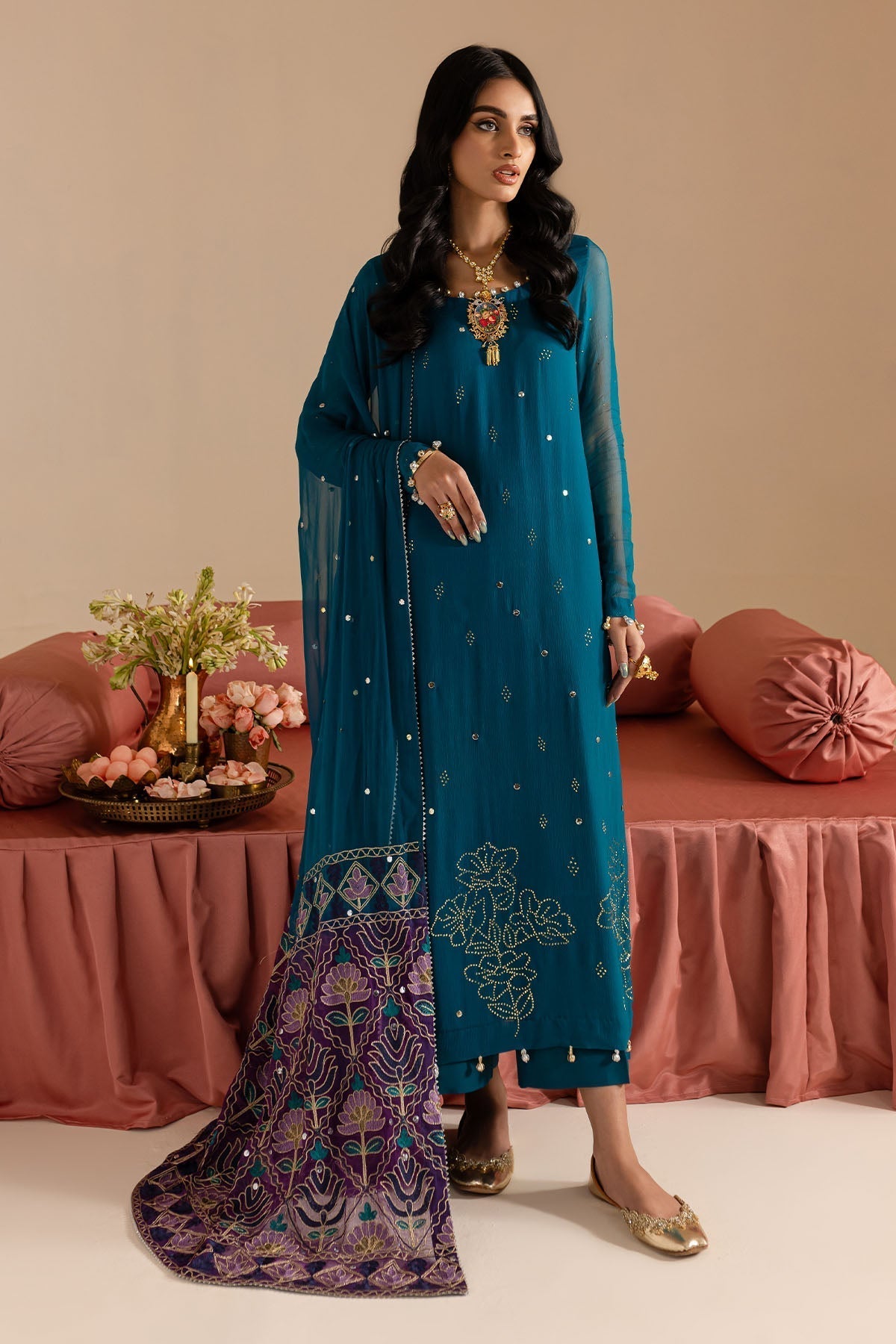 Nureh | Mukeshkari Formals | MK-10 XL Sea Green Chiffon