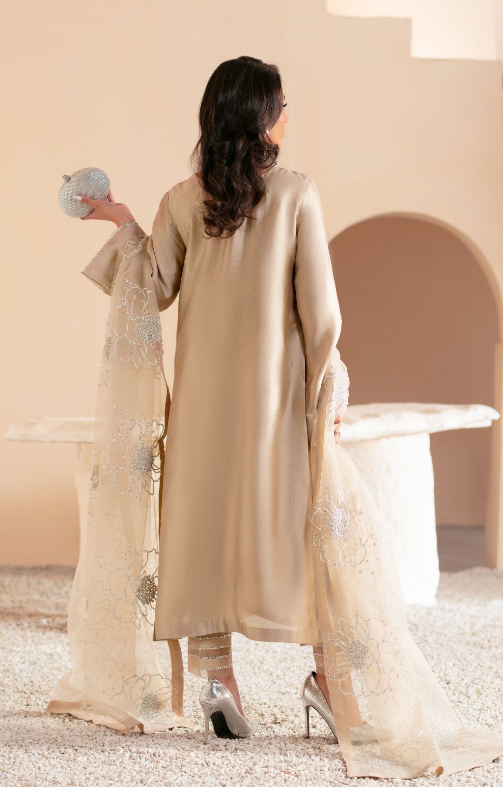 Ajr Couture | Symphony Luxe Festive 25 | Cosmic Dust M Beige Sheesha Silk