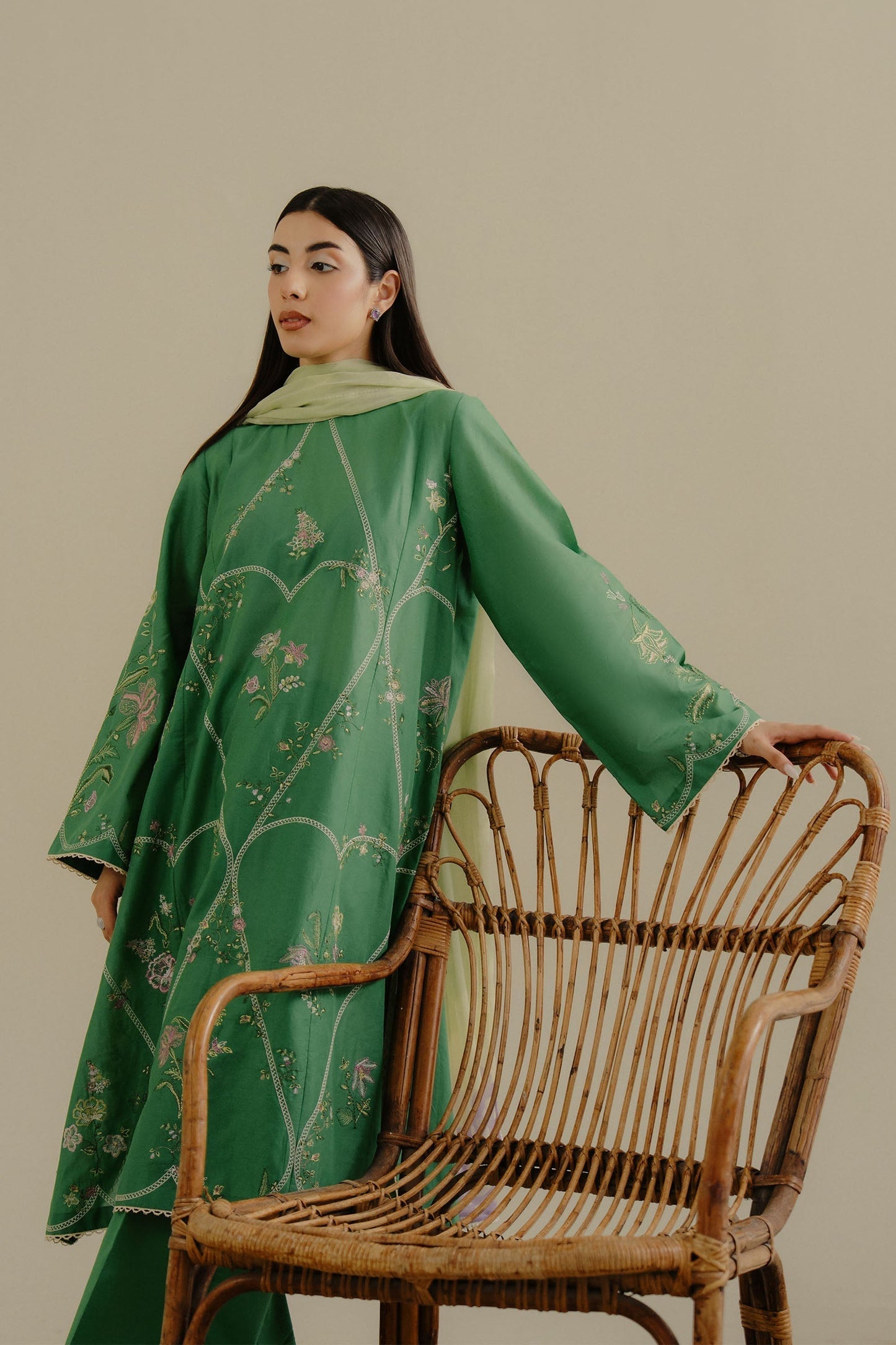 Zara Shahjahan | Coco Lawn 25 | Tara-8B L Green Lawn