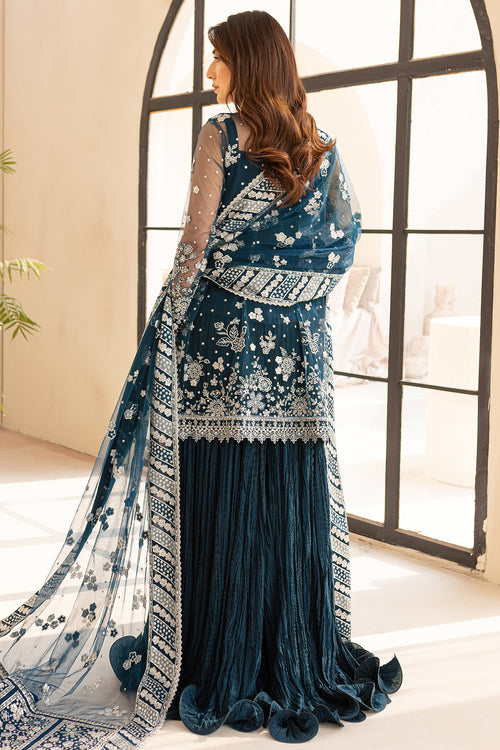 Farasha | Lu Zella Premium Formals 25 | Teal Drizzle - Pakistani Designer Dress - by Farasha - Type : Ladies Clothes - 100% Original at Saira Sultan