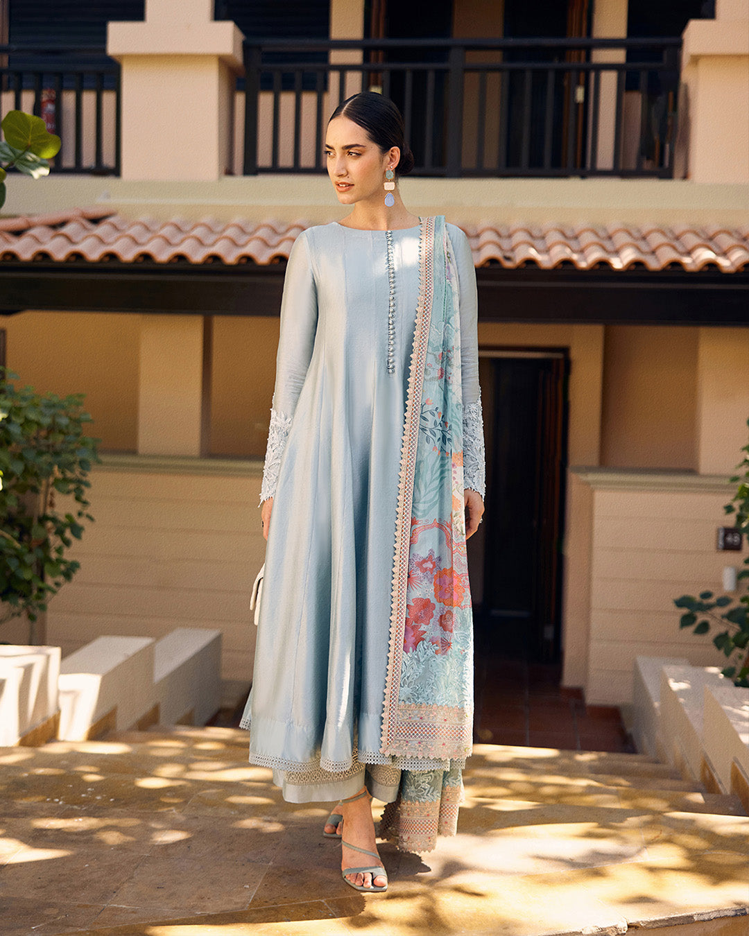 Faiza Saqlain | Carmela Luxury Pret | Leia S Pastel Blue Oak Silk