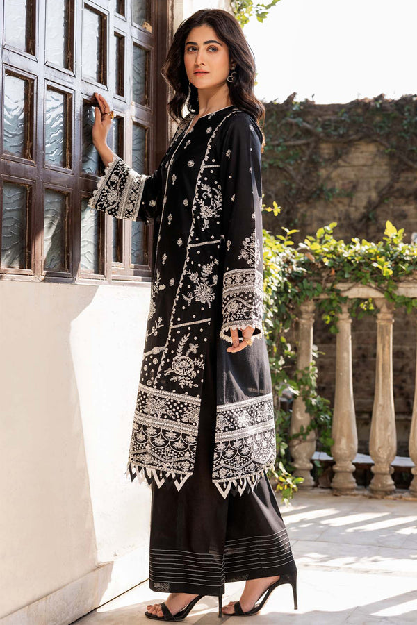 Farasha | Summer Weaves Embroidered Lawn | Midnight Glow S Black Lawn