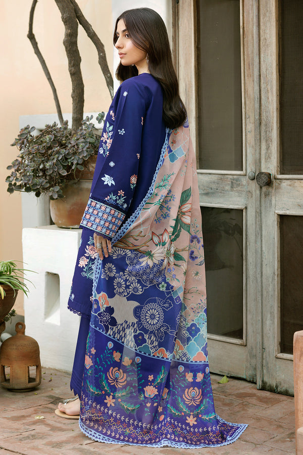 Farasha | Summer Weaves Embroidered Lawn | Indigo Glow S Navy Lawn