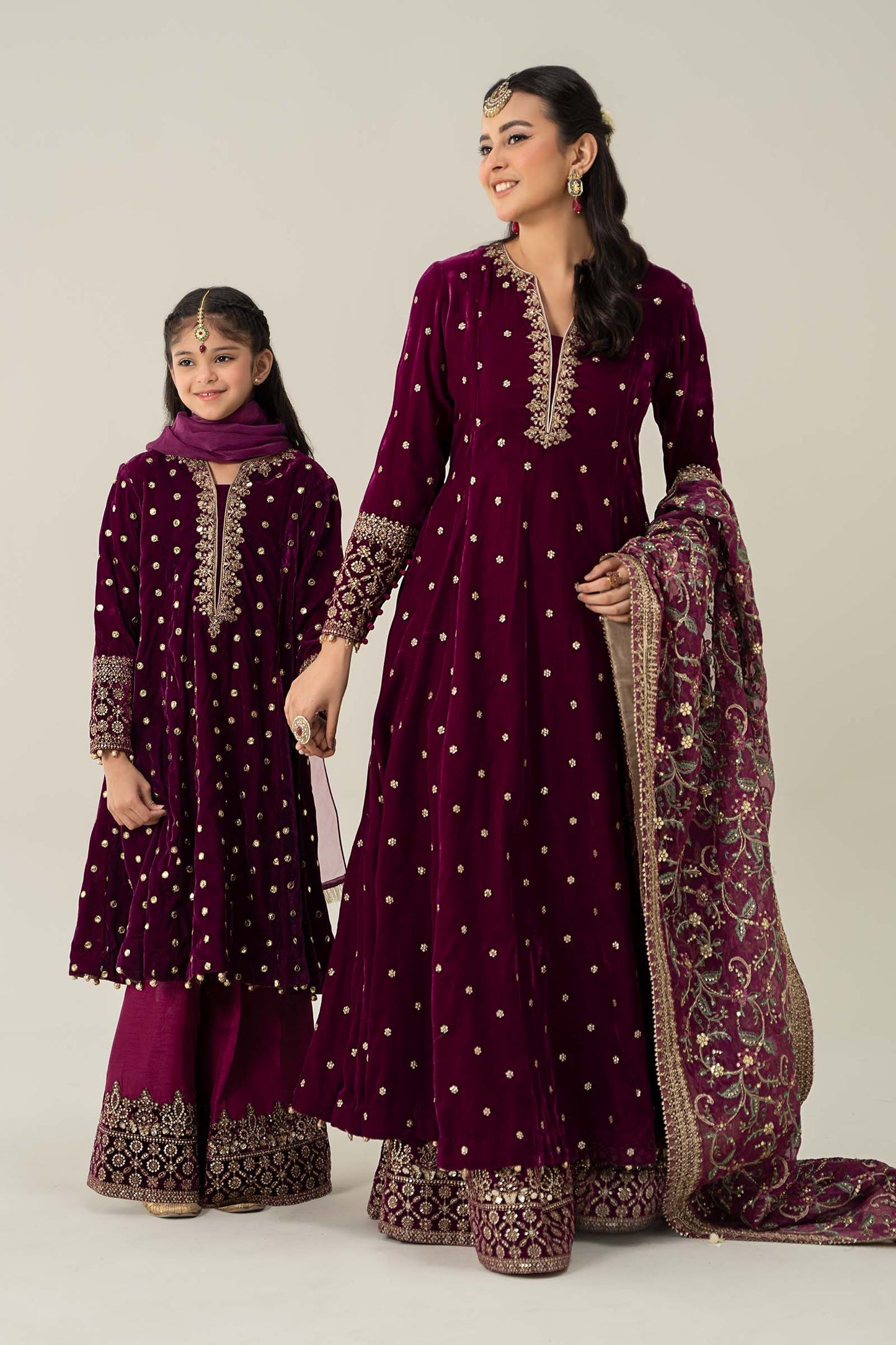 Maria B | 3 Piece Embroidered Velvet Suit | MKS-W24-38 6-Apr Purple